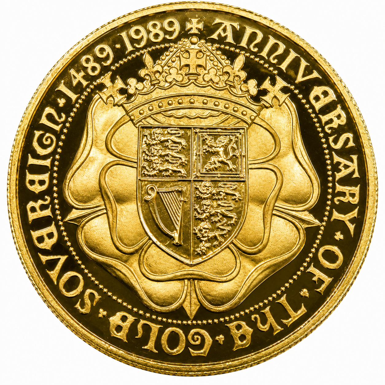 1989 Tudor Rose £5 Pound Quintuple Sovereign Gold Proof Coin Loose Coin