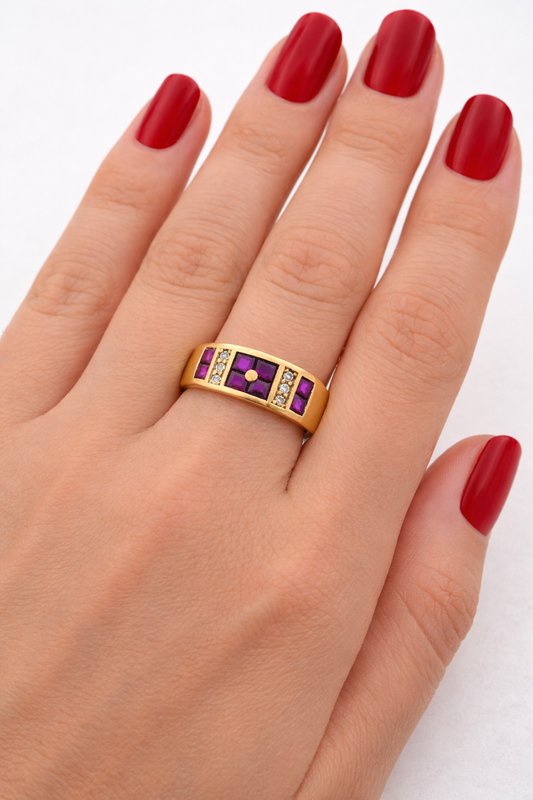 18ct Gold Ruby and Diamond Ring, Size Q, Stamped 750
