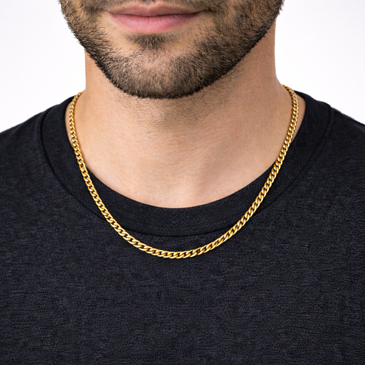 9ct Gold Curb Chain, 3.2mm W, 19in L, Hallmarked 12.2g