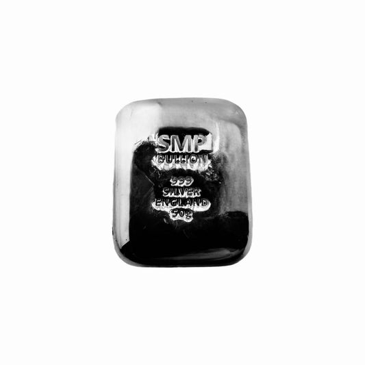 50g SMP Bullion 999 Fine Silver Bullion Cast Bar, Made in Birmingham