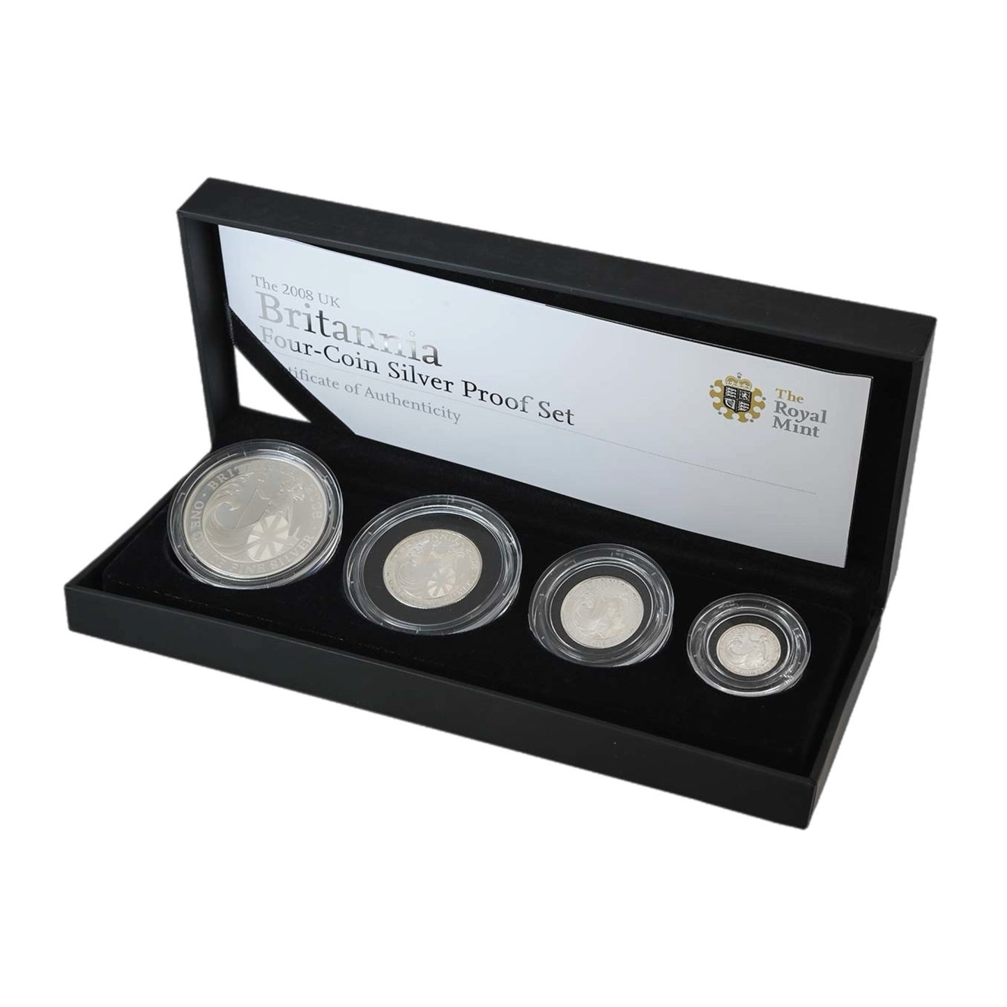 2008 UK Britannia Four-Coin Silver Proof Set (1.85ozt of 999 Silver)