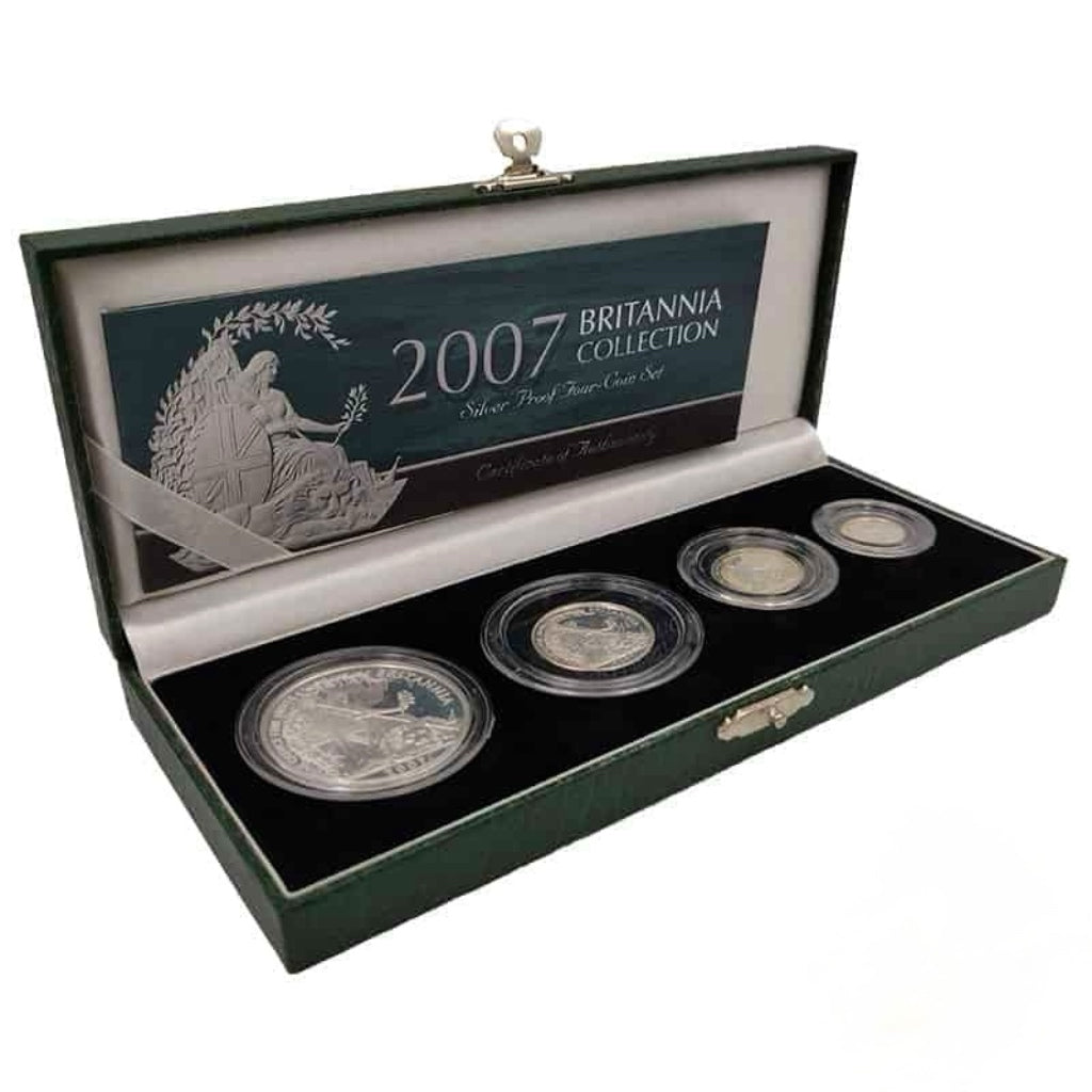 2007 UK Britannia Four-Coin Silver Proof Set (1.85ozt of 999 Silver)