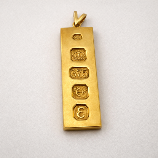9ct Yellow Gold Ingot Pendant, Full UK Hallmarks 11.1g