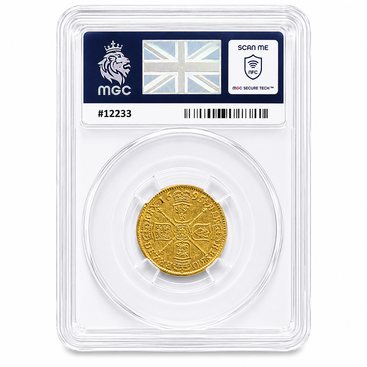 1695 Gold Half Guinea Coin William III Graded AU50 by MGC