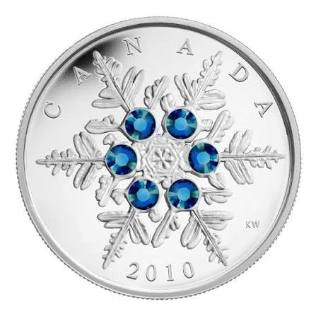 Canada 2010 CRYSTAL SNOWFLAKE $20 1 Oz Silver Holiday Proof with BLUE Swarovski Box and COA