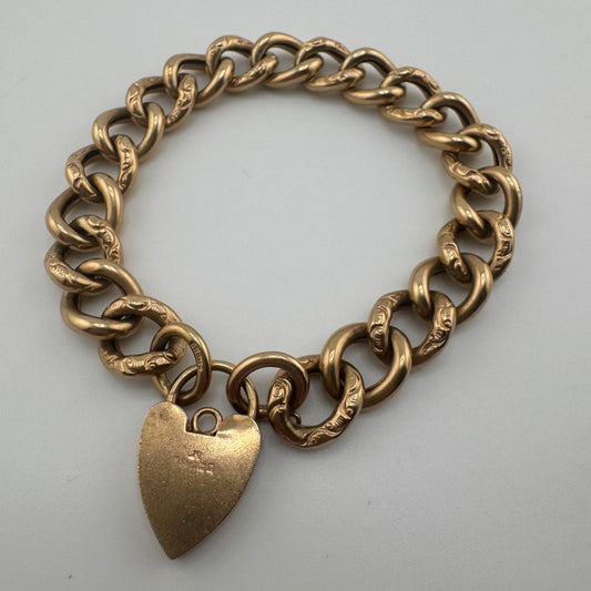 9ct Gold Vintage Curb Braclet, 11mm Wide, 7.5in Long, 21.63g Hallmarked