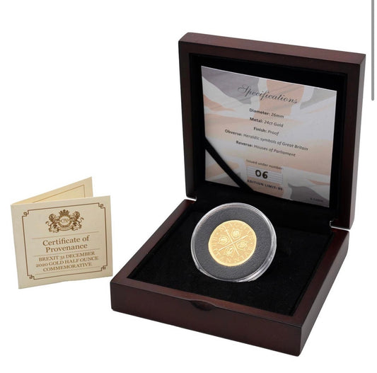Brexit 1/2oz Commemorative 24ct Gold Proof Coin. Cased with COA