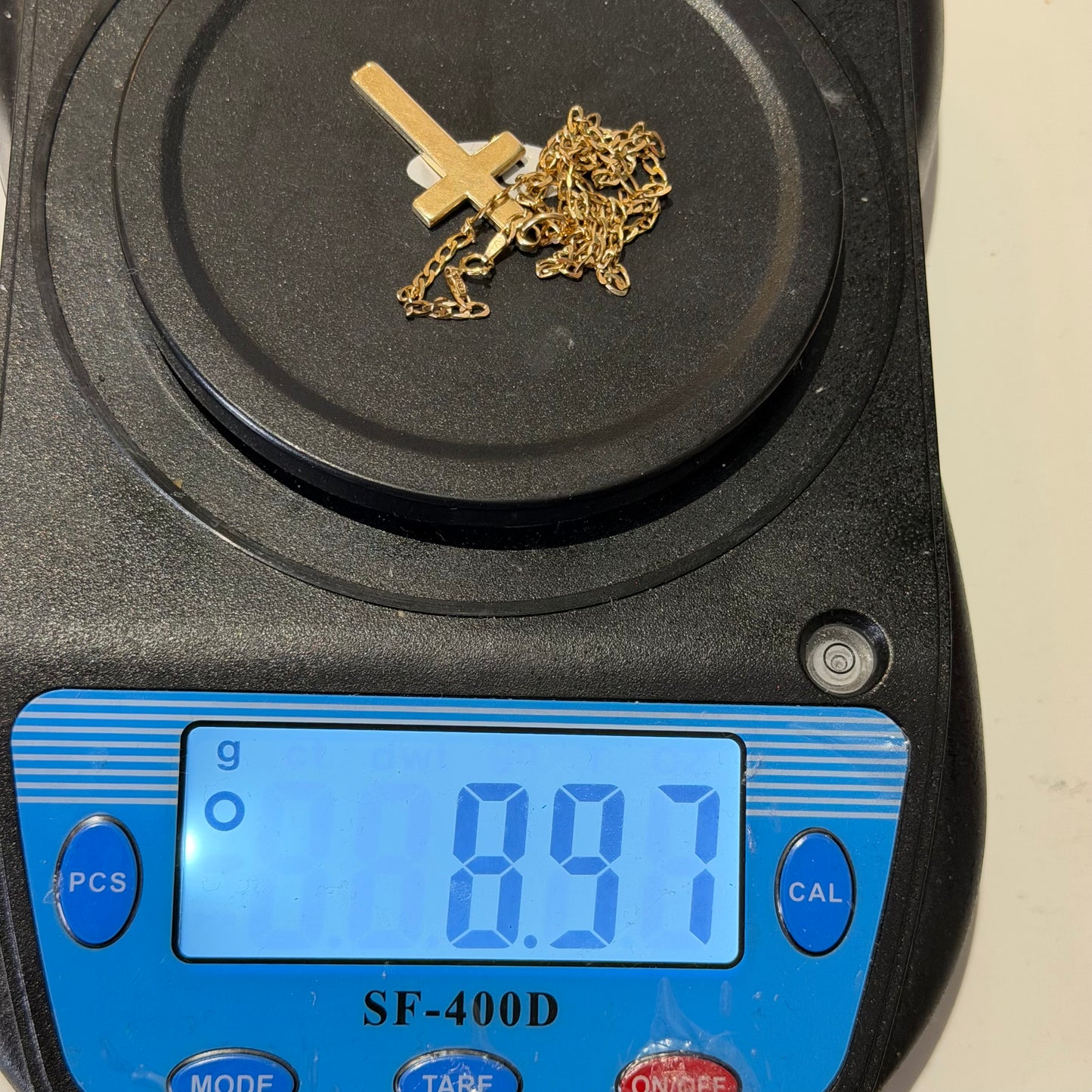 9ct Gold Diamond Cross, on 18in L, 2.5mm Curb Chain, Hallmarked 9g