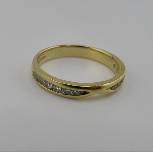18ct Gold Diamond Set Band 0.2ct Approx, Size M1/2, Hallmarked 3.1g