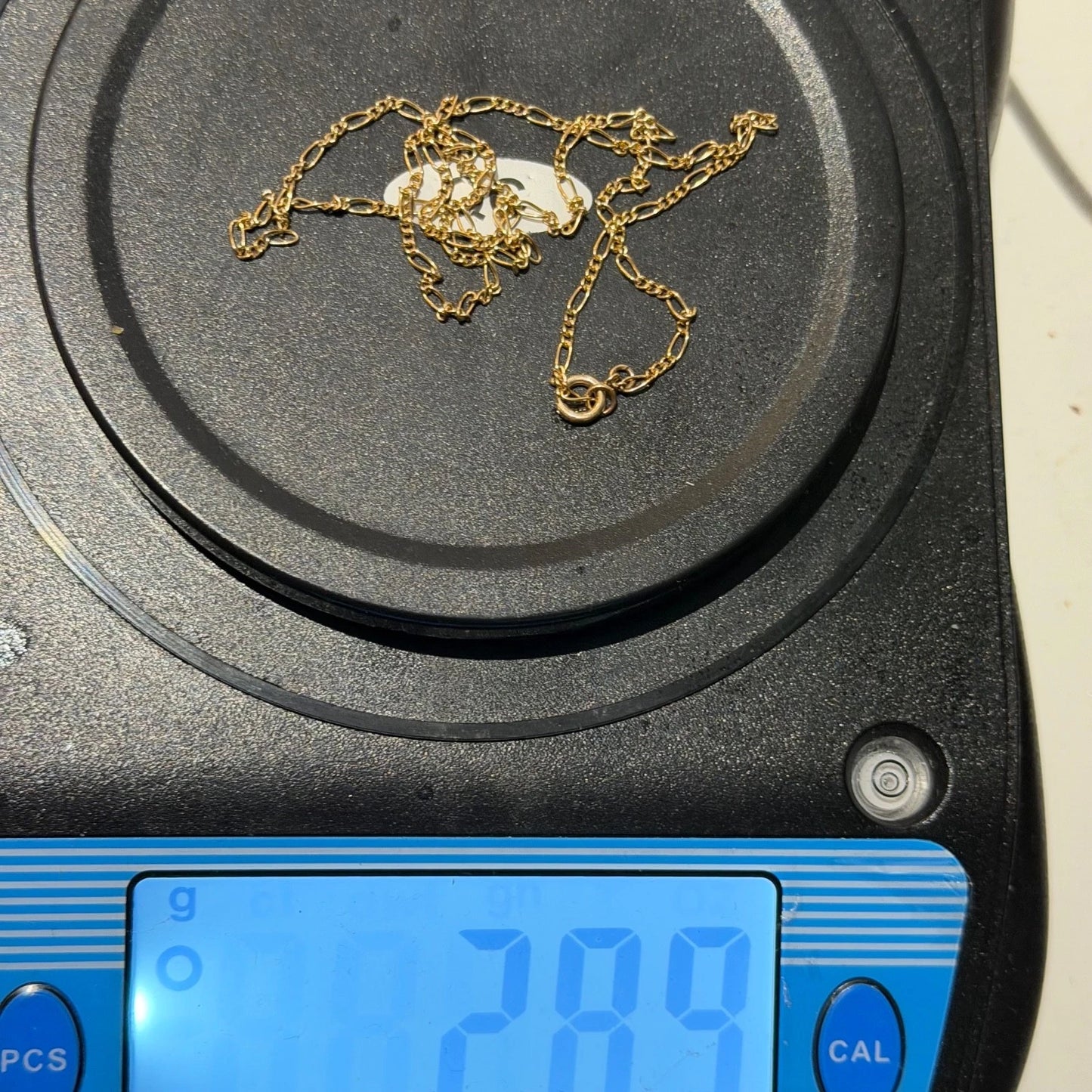 9ct Gold Figaro Chain, 2mm W, 18in L, Stamped 9ct 2.9g