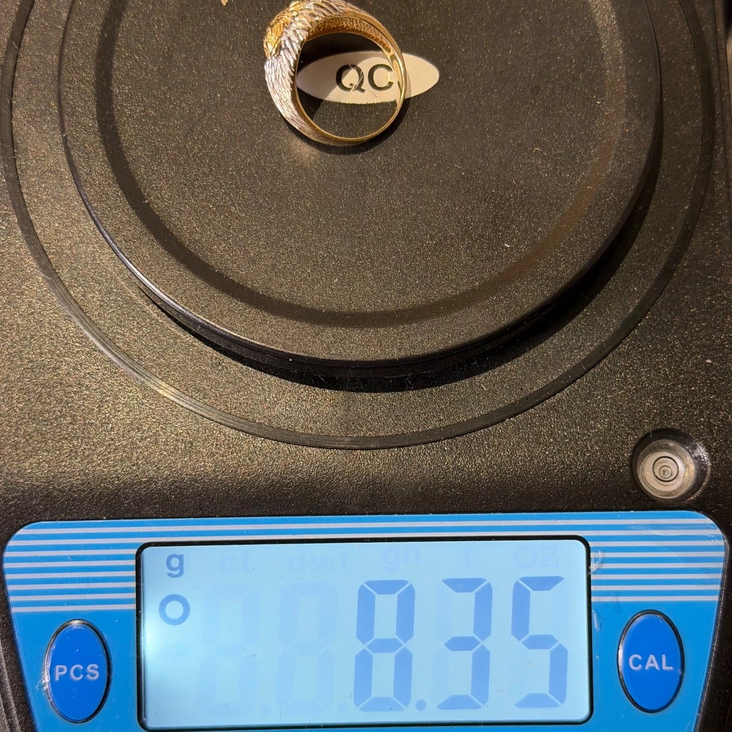 9ct Gold Lion Head Ring with Diamonds, Size S, Hallmarked 8.35g on Scale