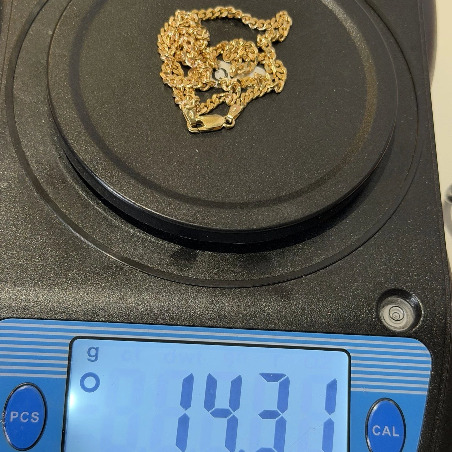 9ct Gold Curb Chain, 18in L, 3.5mm W, Italian Assay Marks, 14.3g