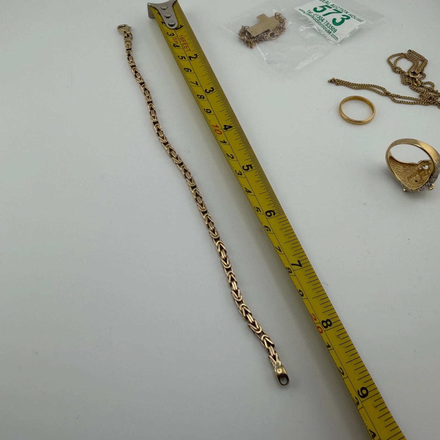 9ct Gold Byzantine Link Bracelet, 8.5in L, 3.4mm W, 13.7g Hallmarked