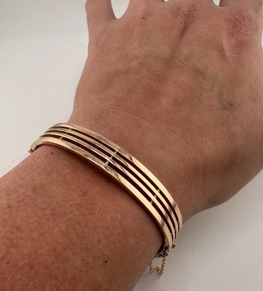 9ct Gold Rose Gold Bangle, 12mm W, 8in Circ, 15g