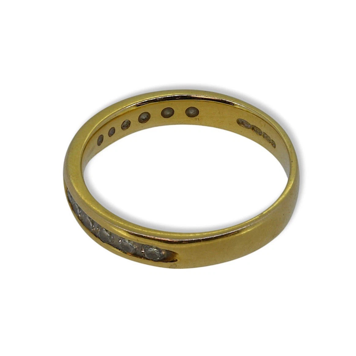 18ct Gold Diamond Set Band 0.2ct Approx, Size M1/2, Hallmarked 3.1g