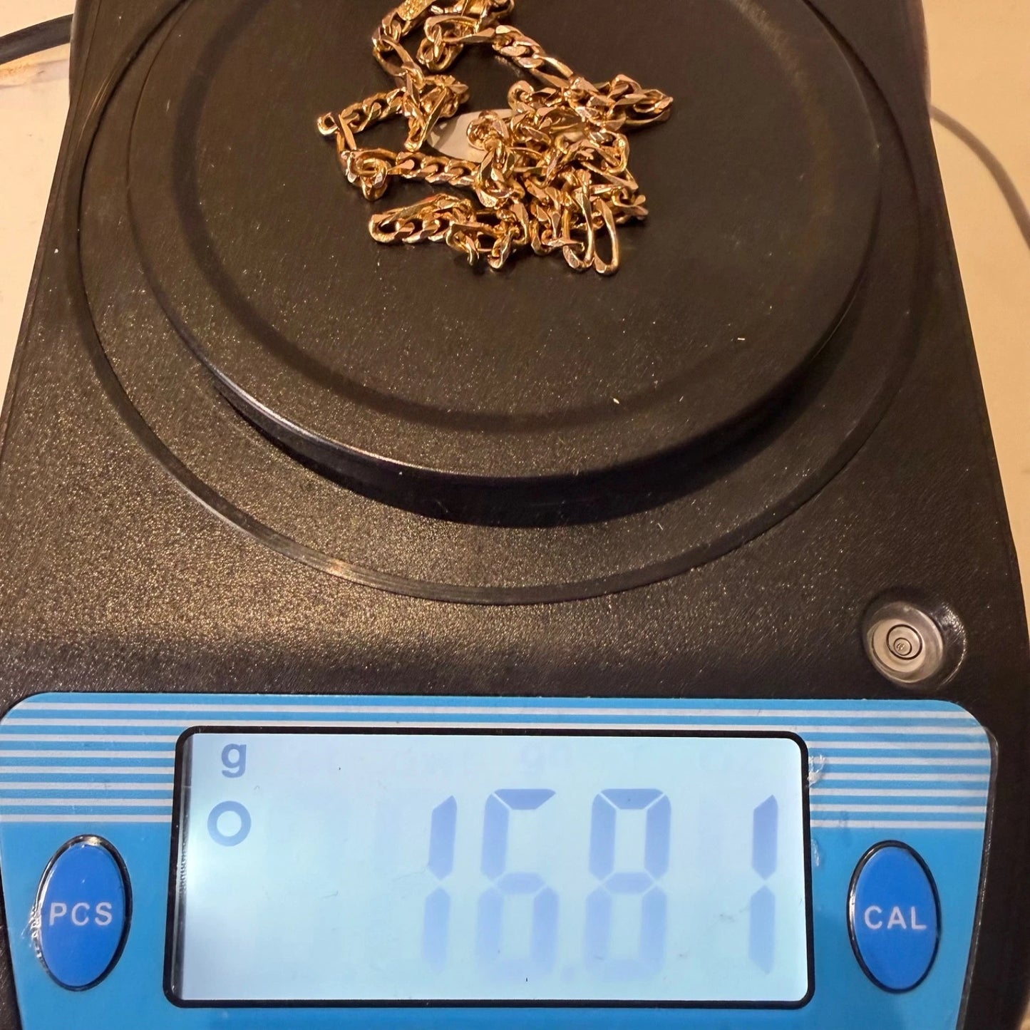 9ct Gold Figaro Chain, 4.1mm W, 18in L, Hallmarked 16.8g