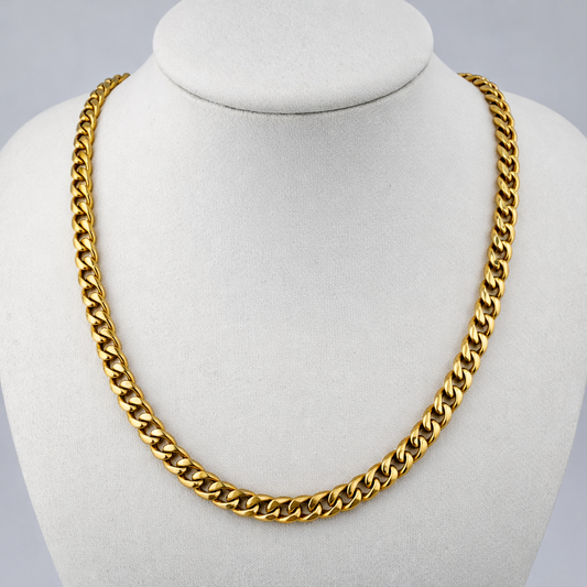 9ct Curb Chain, 5mm Wide, 16.5in Long, Hallmarked 375, 27.1g