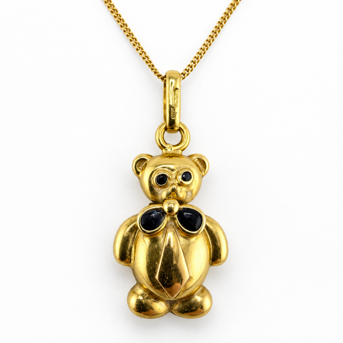 18ct Yellow Gold Teddy Bear Charm Curb Chain, 5.9g, 18in L, Hallmarks