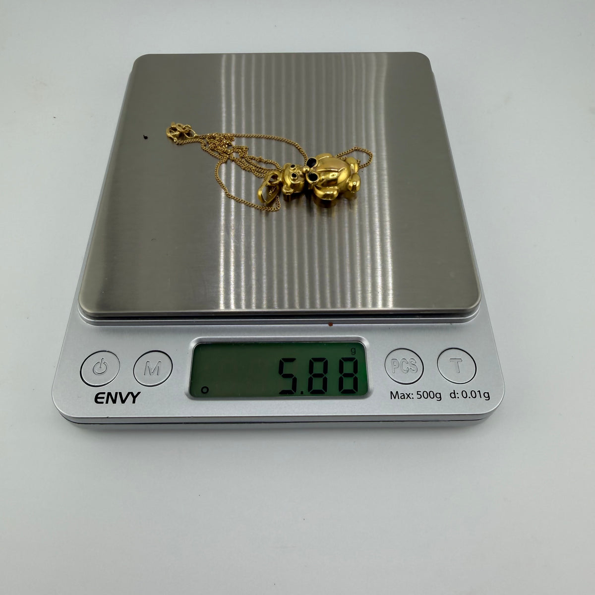 18ct Yellow Gold Teddy Bear Charm Curb Chain, 5.9g, 18in L, Hallmarks