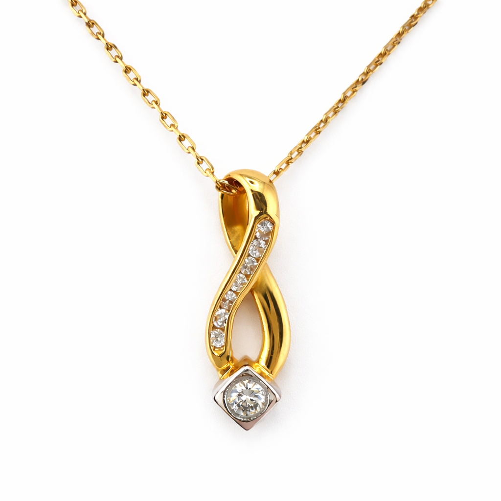 18ct Gold 0.4ct Diamond Pendant on 18in 9ct Box Chain, Hallmarked 5g