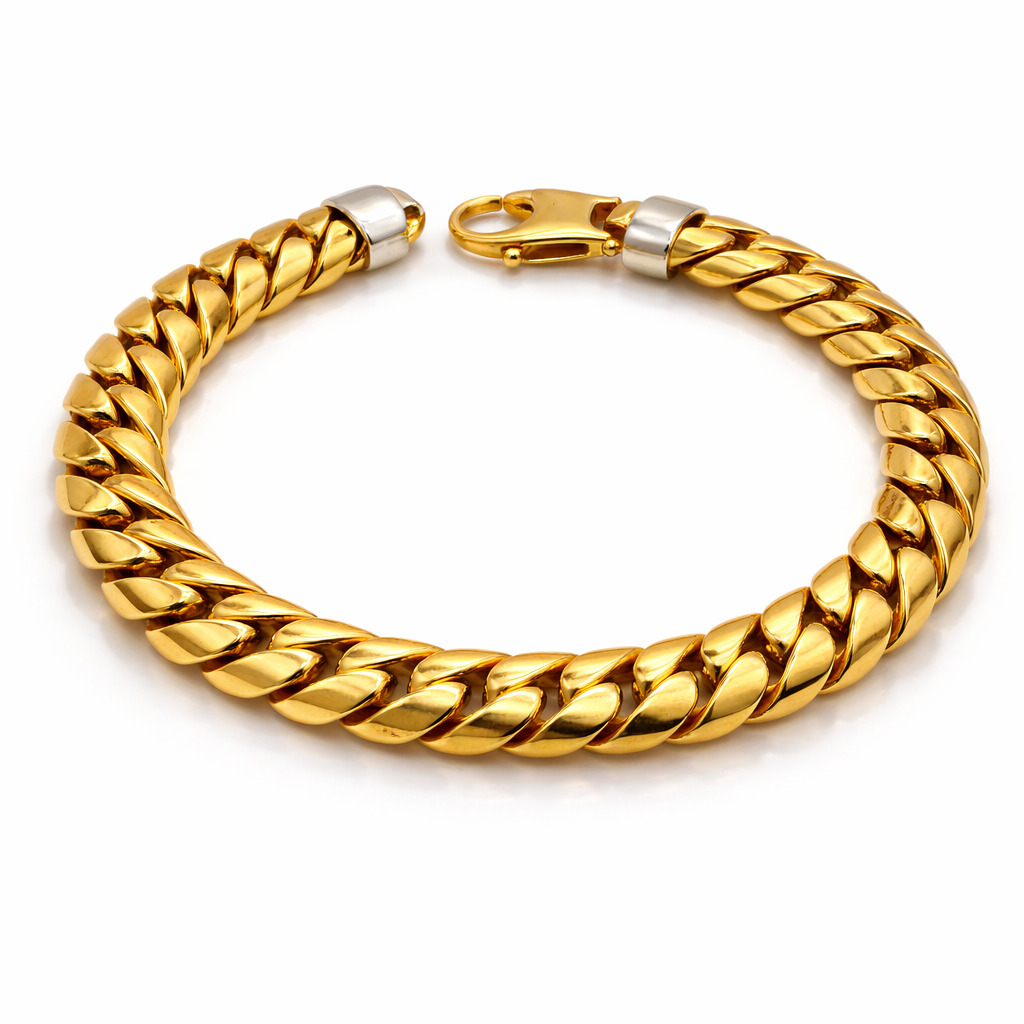 18ct Gold Cuban Links Bracelet, 9.2mm Wide, 8in Long, 23g