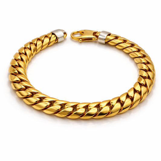 18ct Gold Cuban Links Bracelet, 9.2mm Wide, 8in Long, 23g