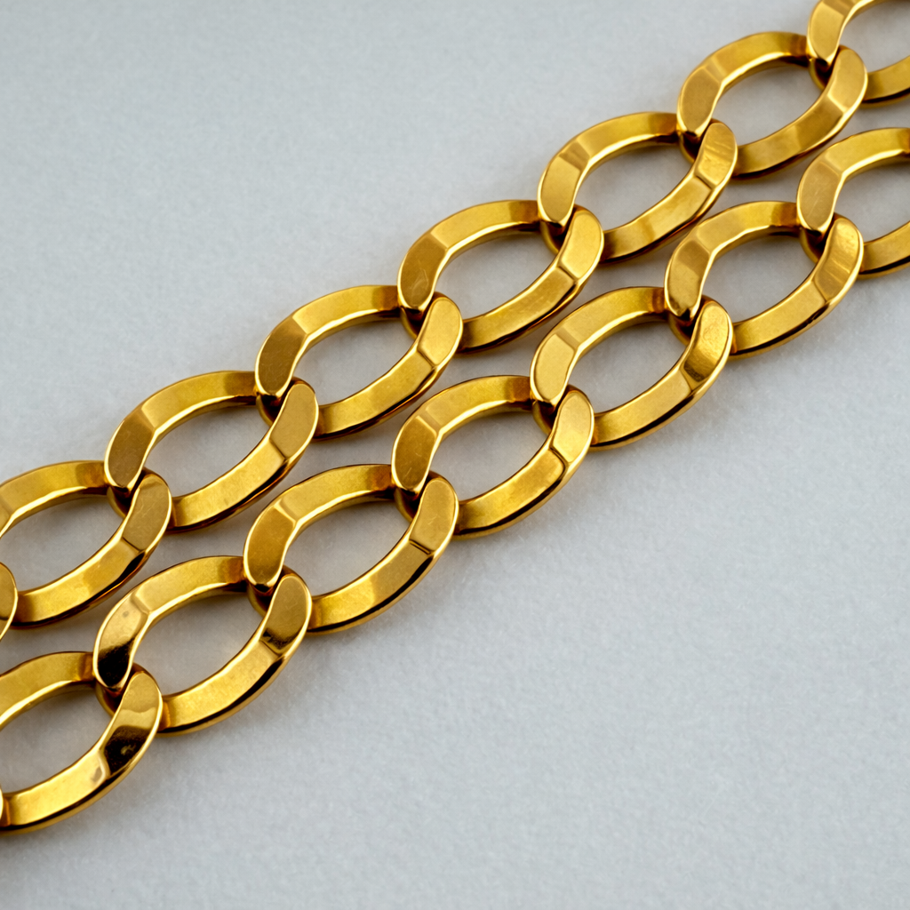 9ct Gold Curb Chain, 3.6mm W, 19in L, Hallmarked 5.9g