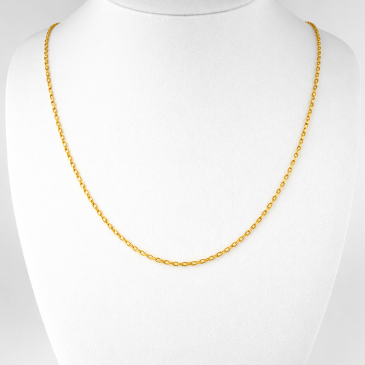 9ct Gold Box Chain, 18in L, 1mm W, Hallmarked 2.4g