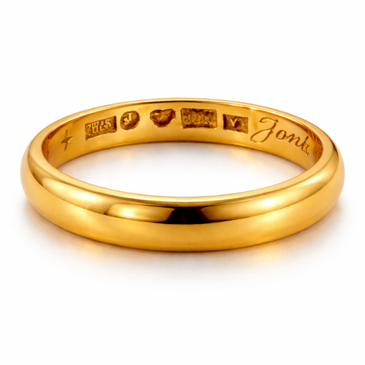 22ct Gold Wedding Band, Size O1/2, 3.7mm W, 5.2g Hallmarked