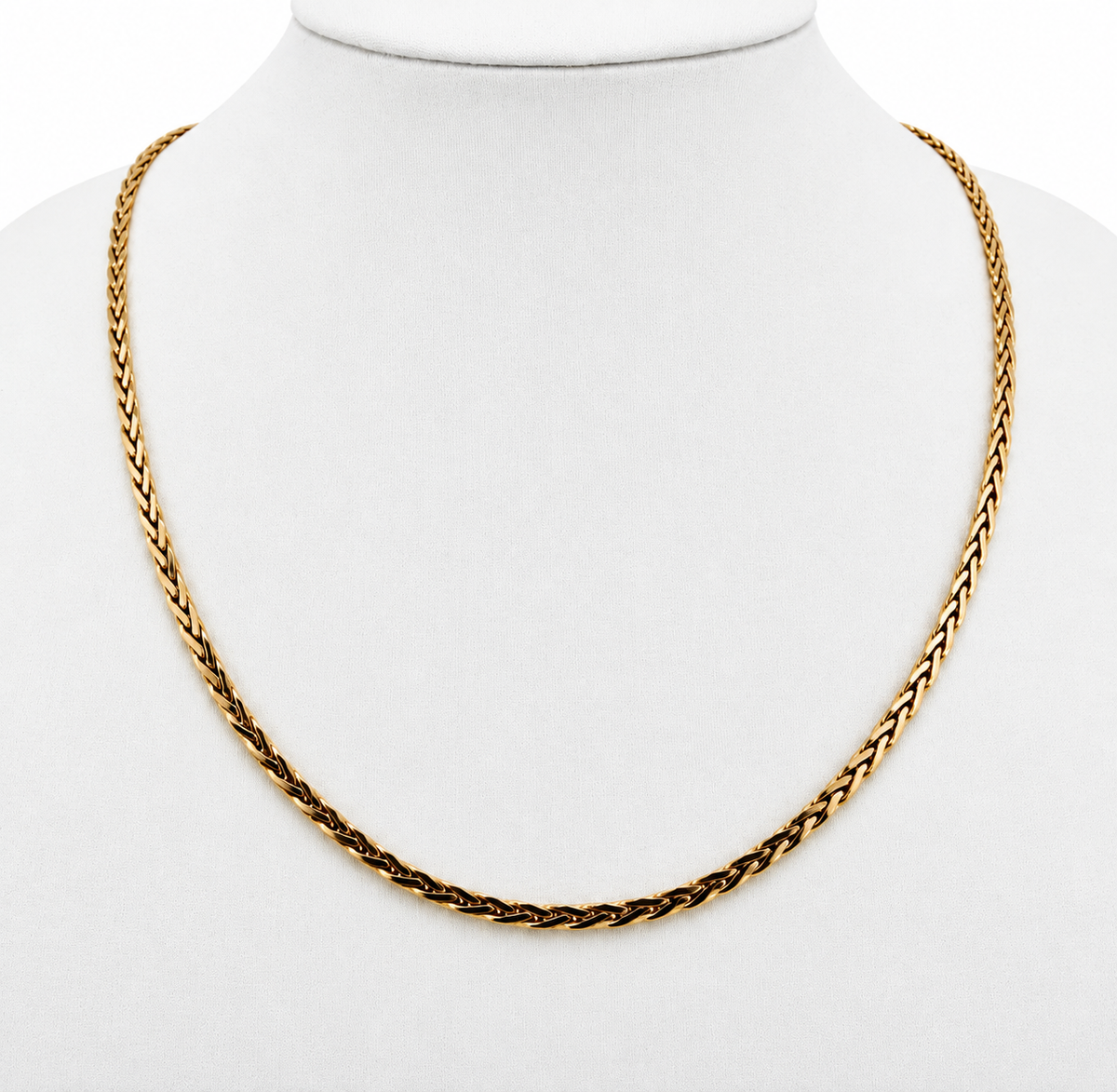 9ct Gold Wheat Link Chain, 2.2mm W, 15in L, Hallmarked 6g