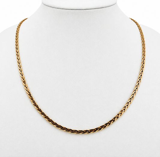 9ct Gold Wheat Link Chain, 2.2mm W, 15in L, Hallmarked 6g