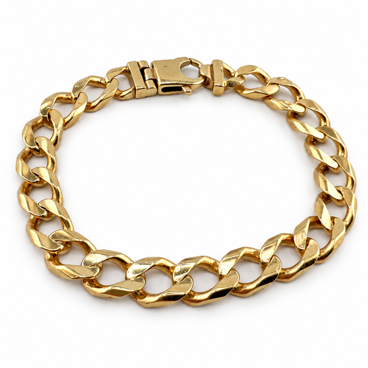 Mens 9ct Yellow Gold Curb Bracelet 39.65g 9 Inch 9.7mm UK Hallmarked