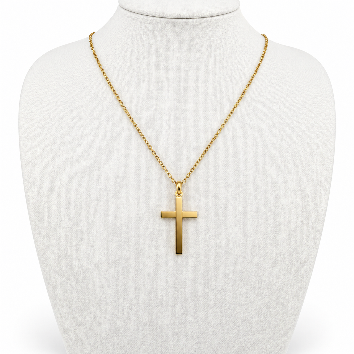 9ct Yellow Gold Cross Pendant & 16in Chain Hallmarked 2.18g