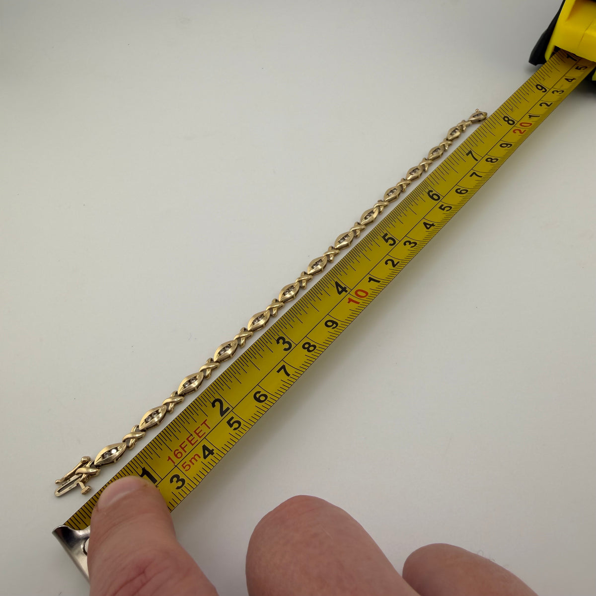 14ct Gold Fancy X Link Natural Diamond 1ct Bracelet 8in, 8.31g
