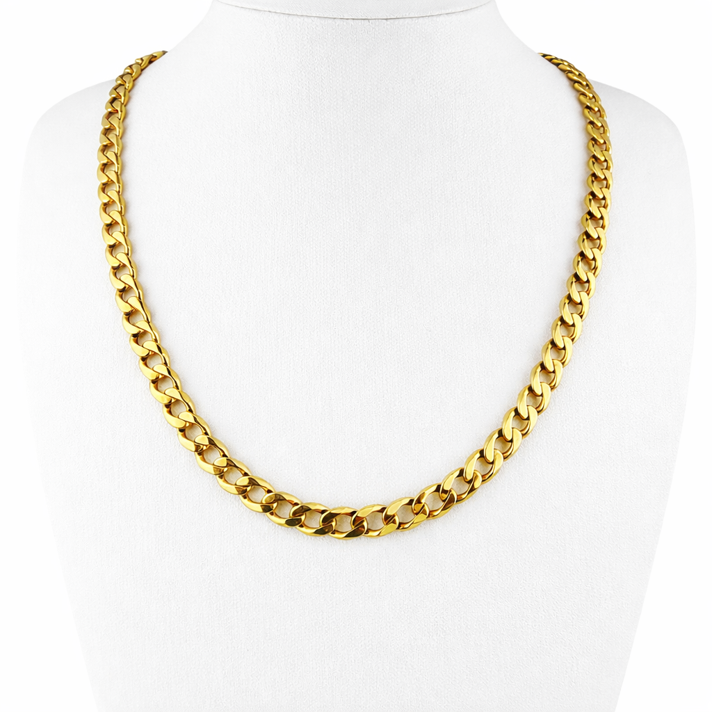 9ct gold curb chain, 21in length, 5.1mm width, 20.5g, hallmarked, Fitzroy Bullion.