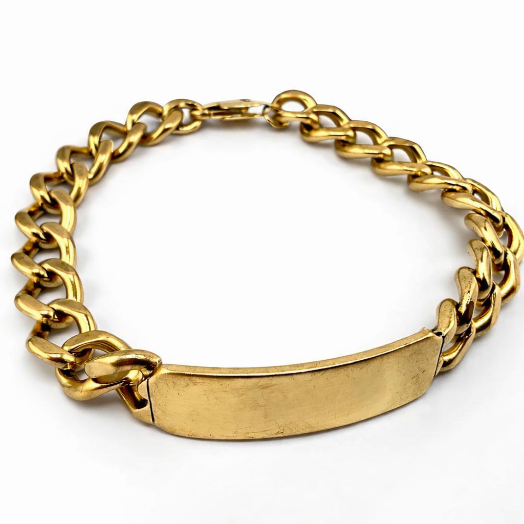 9ct Gold Curb ID Bracelet, 8.75in L, 11mm W, Hallmarked 34.4g
