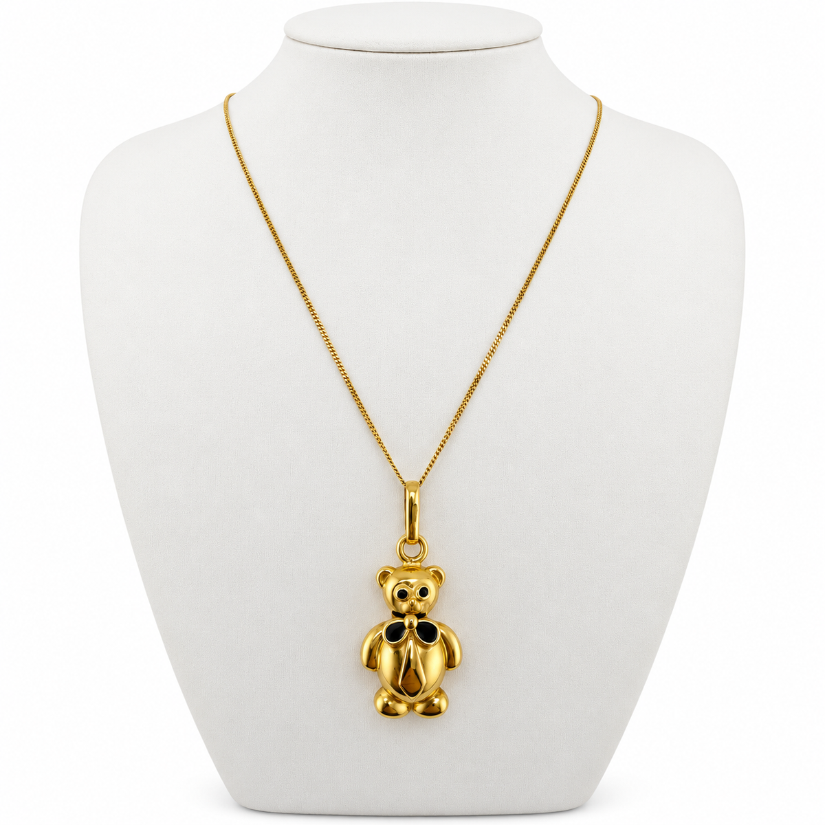18ct Yellow Gold Teddy Bear Charm Curb Chain, 5.9g, 18in L, Hallmarks