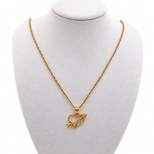 18ct Diamond Heart & Arrow Pendant with 18ct Gold Chain, 4.6g, 17in L