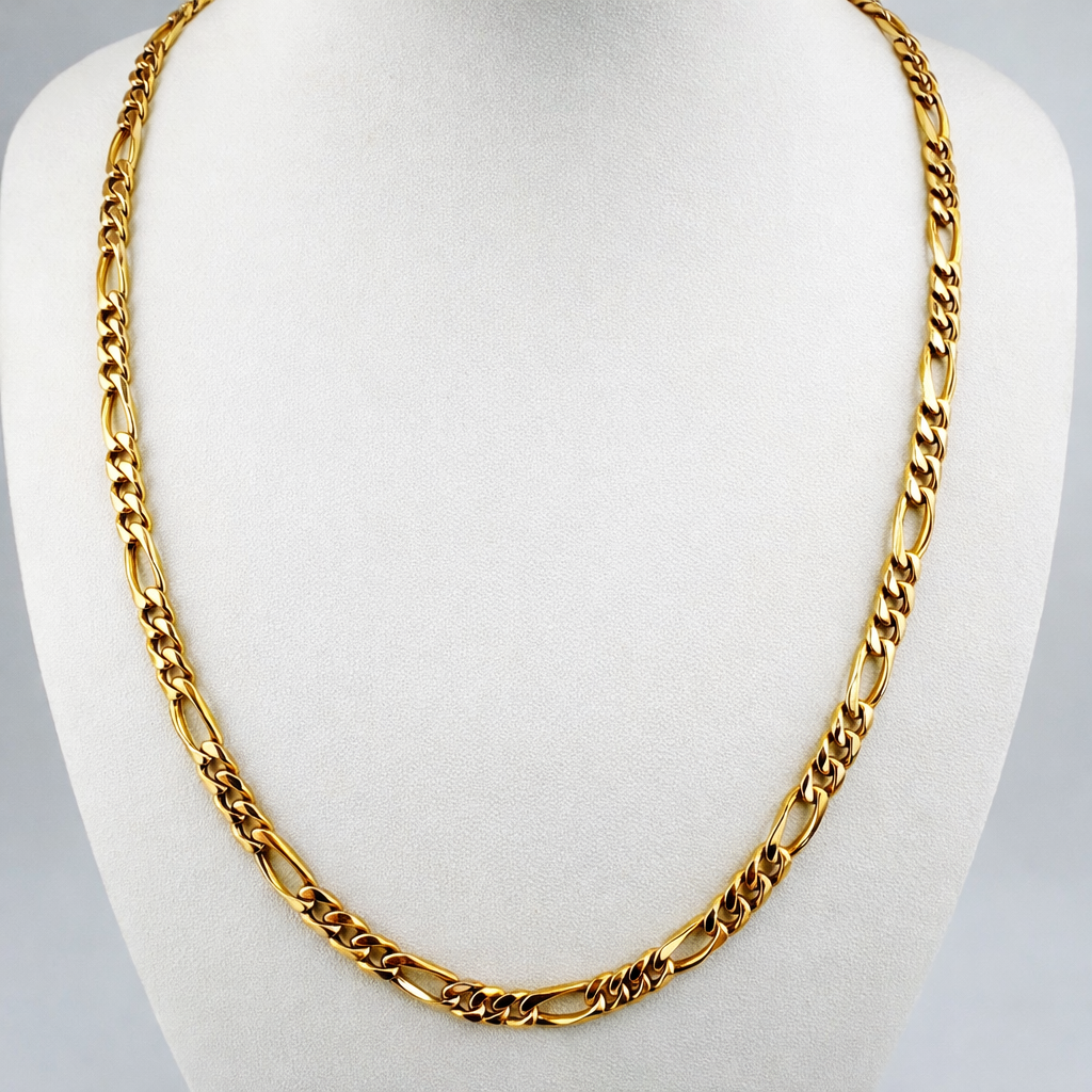 9ct Gold Figaro Chain, 4.1mm W, 18in L, Hallmarked 16.8g