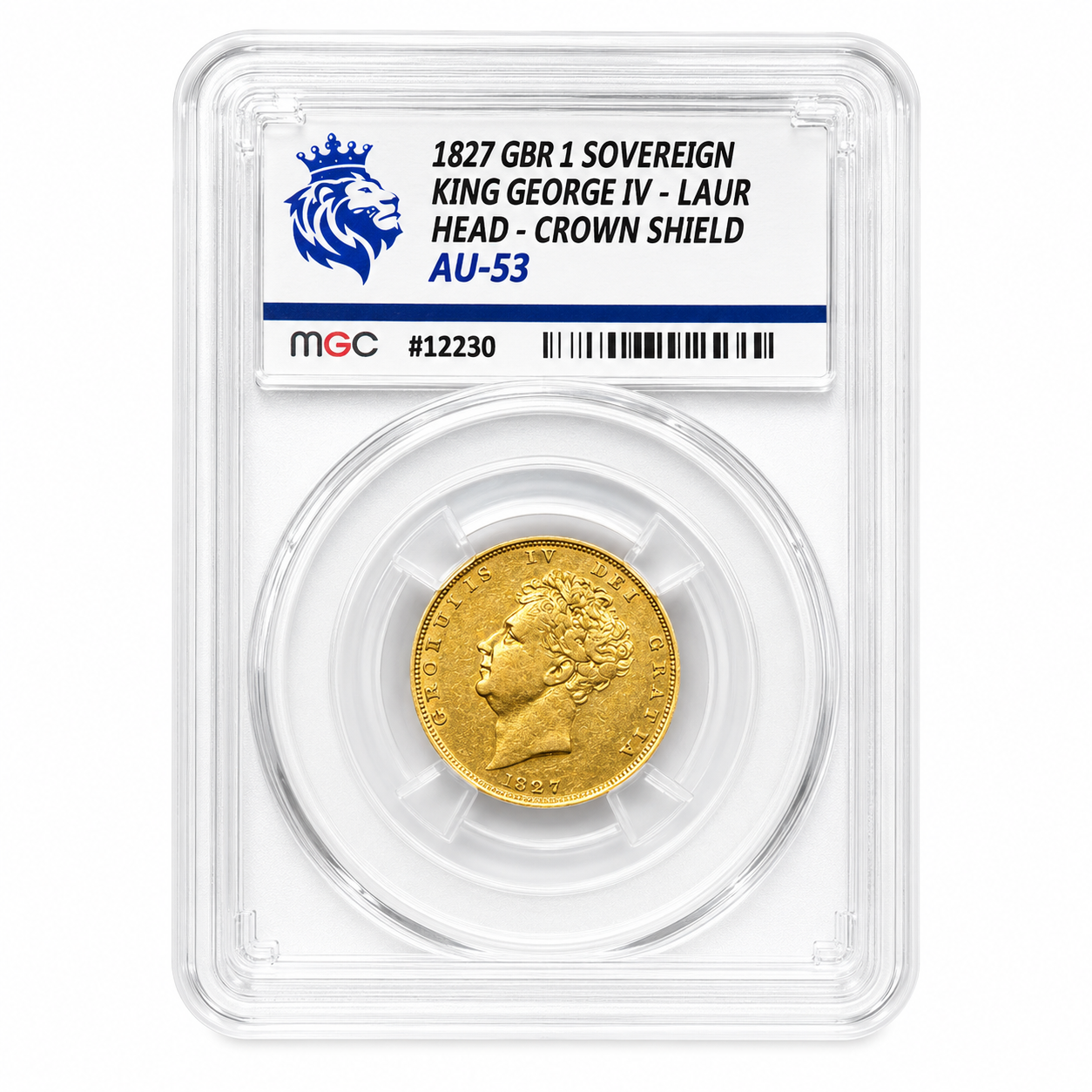 George IV gold Sovereign 1827 AU53 MGC