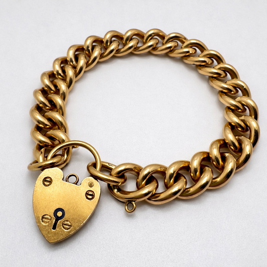 9ct Gold Solid Curb Link Braclet, 7in L, 10mm W, Hallmarked 56.3g Not Scrap