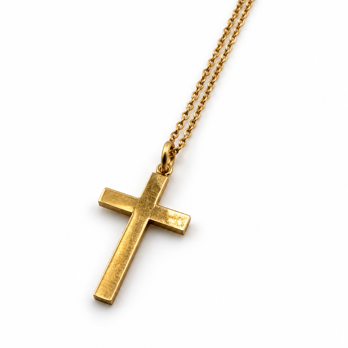 9ct Yellow Gold Cross Pendant & 16in Chain Hallmarked 2.18g
