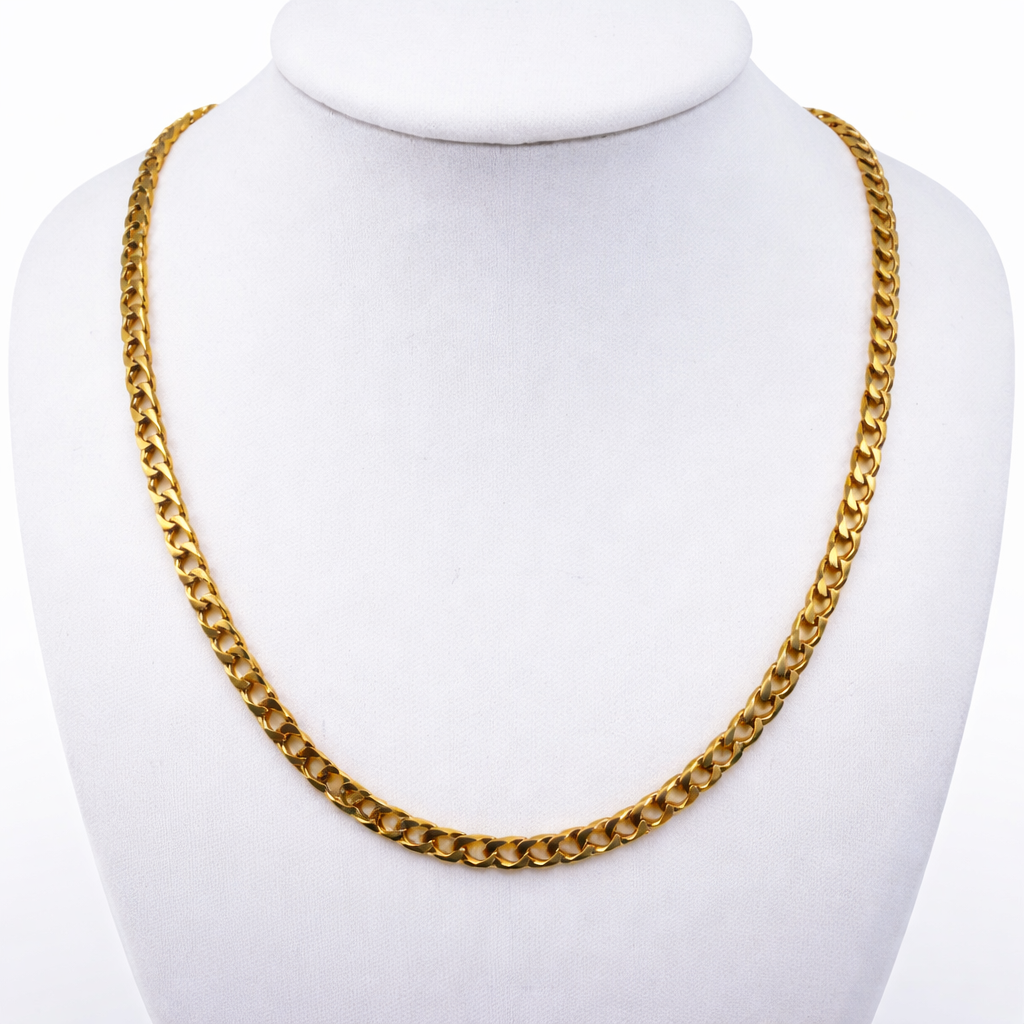 9ct Gold Curb Chain, 3.2mm W, 19in L, Hallmarked 12.2g
