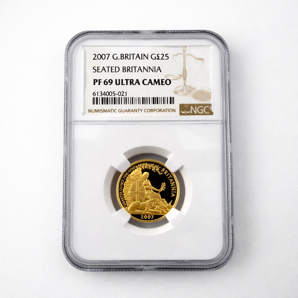 2007 UK Britannia 1/4oz Proof Gold Coin - NGC Graded PF69 Ultra Cameo