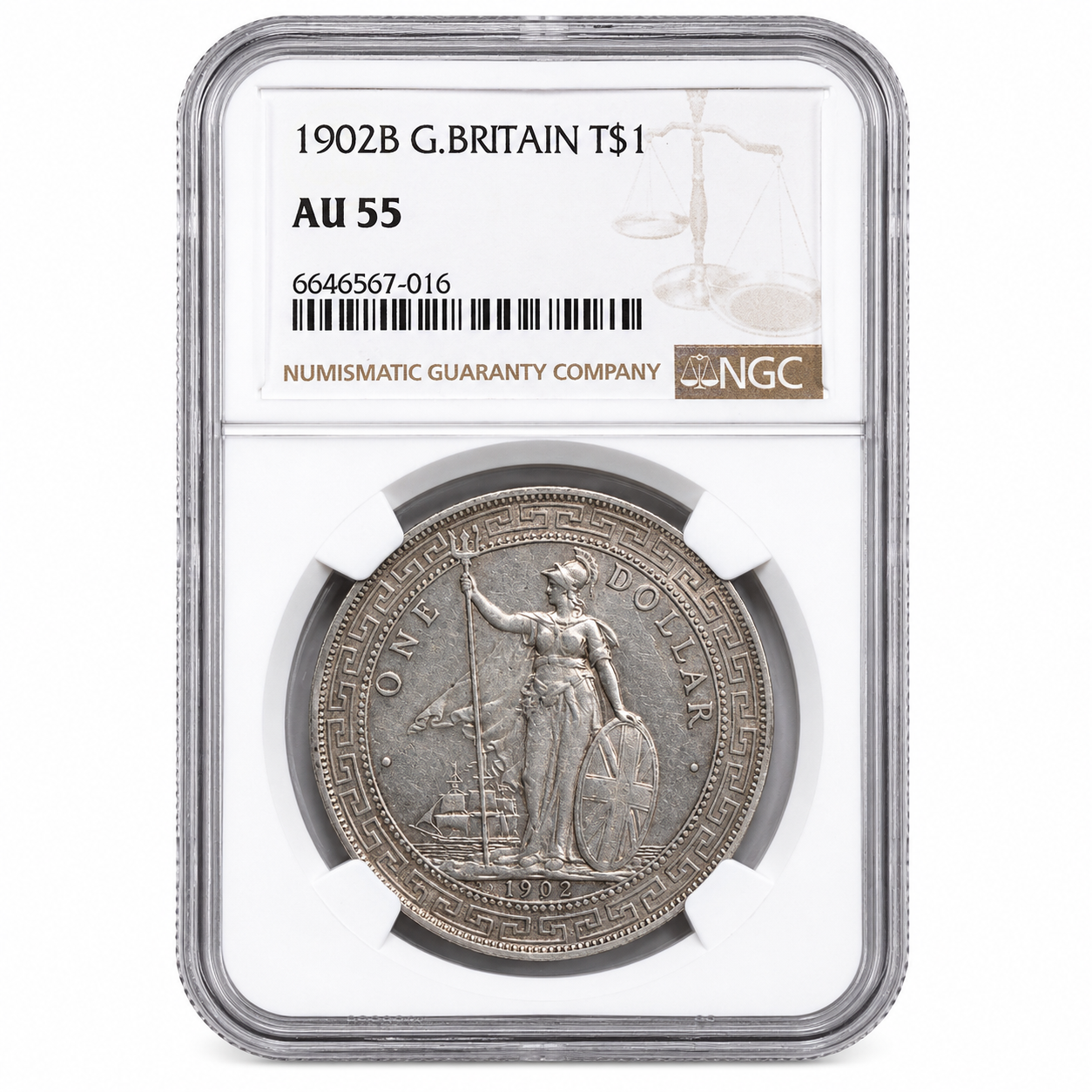 Edward VII Trade Dollar 1902-B AU55 NGC, Bombay Mint