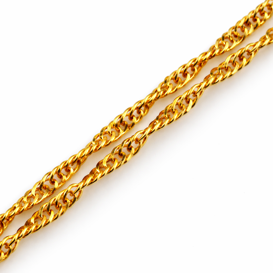 14ct Gold Twist Curb Chain 16in L, Stamped 0.9g