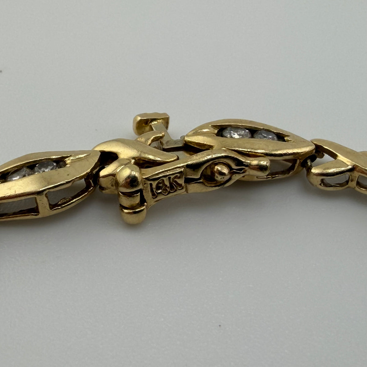 14ct Gold Fancy X Link Natural Diamond 1ct Bracelet 8in, 8.31g