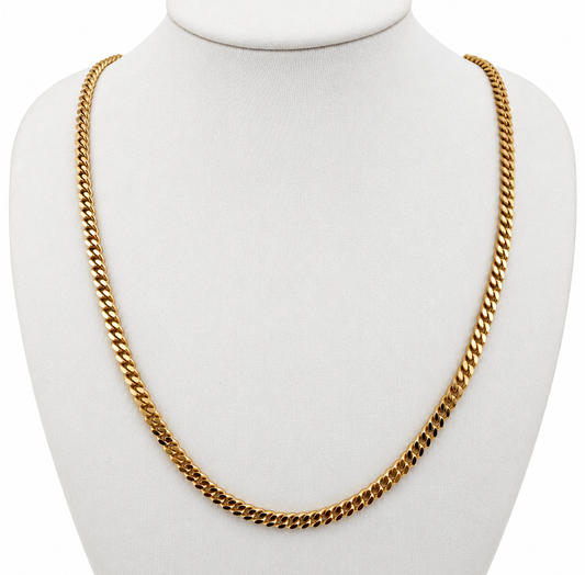 9ct Gold Curb Chain, 18in L, 3.5mm W, Italian Assay Marks, 14.3g