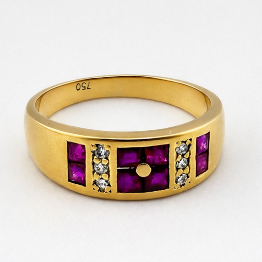 18ct Gold Ruby and Diamond Ring, Size Q, Stamped 750