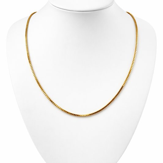 9ct Gold Box Chain, 1mm W, 18in L, Hallmarked 2.7g